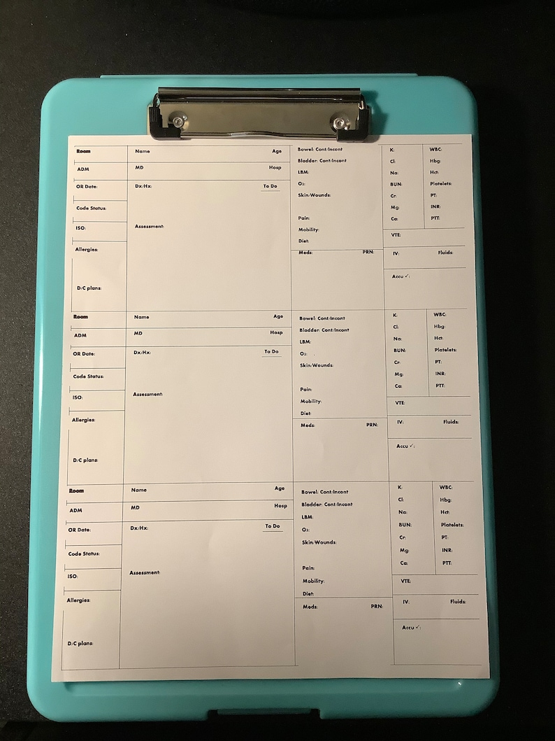 Printable Cna Report Sheet Freeprintabletm