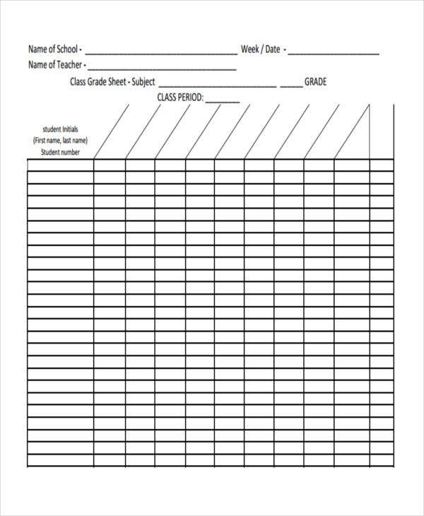 11 Grade Sheet Templates Free Sample Example Format 