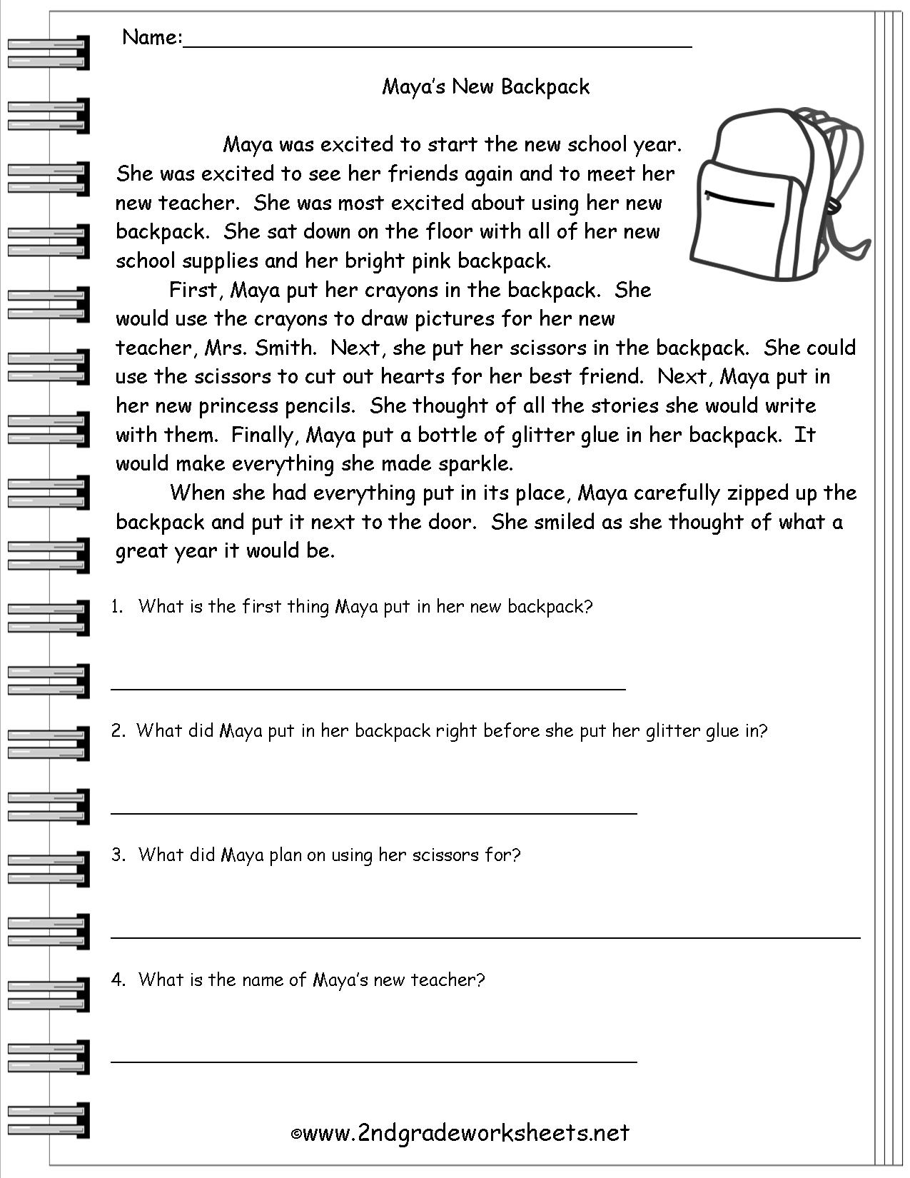 20 Best Images Of Printable Comprehension Worksheets 6th 