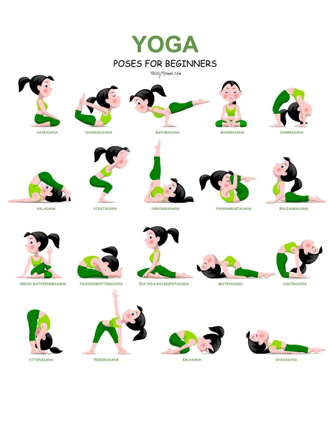 20 Easy Yoga Poses For Beginners With A Free Printable