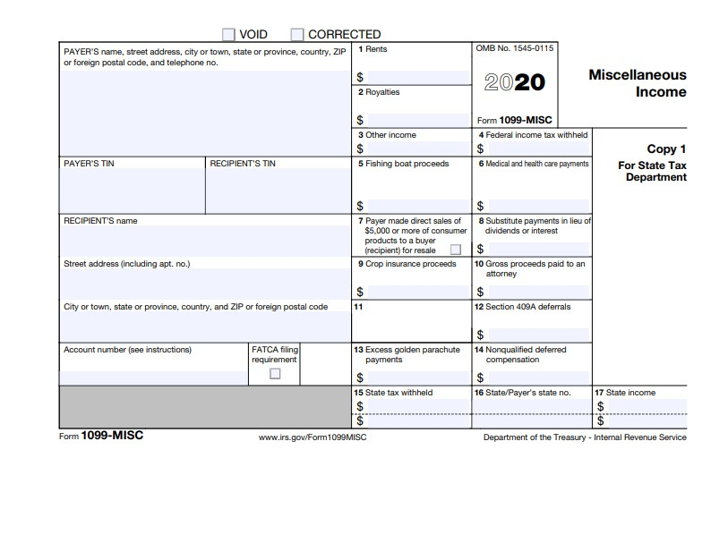 2020 Form 1099 MISC Printable Printable 1099 Form