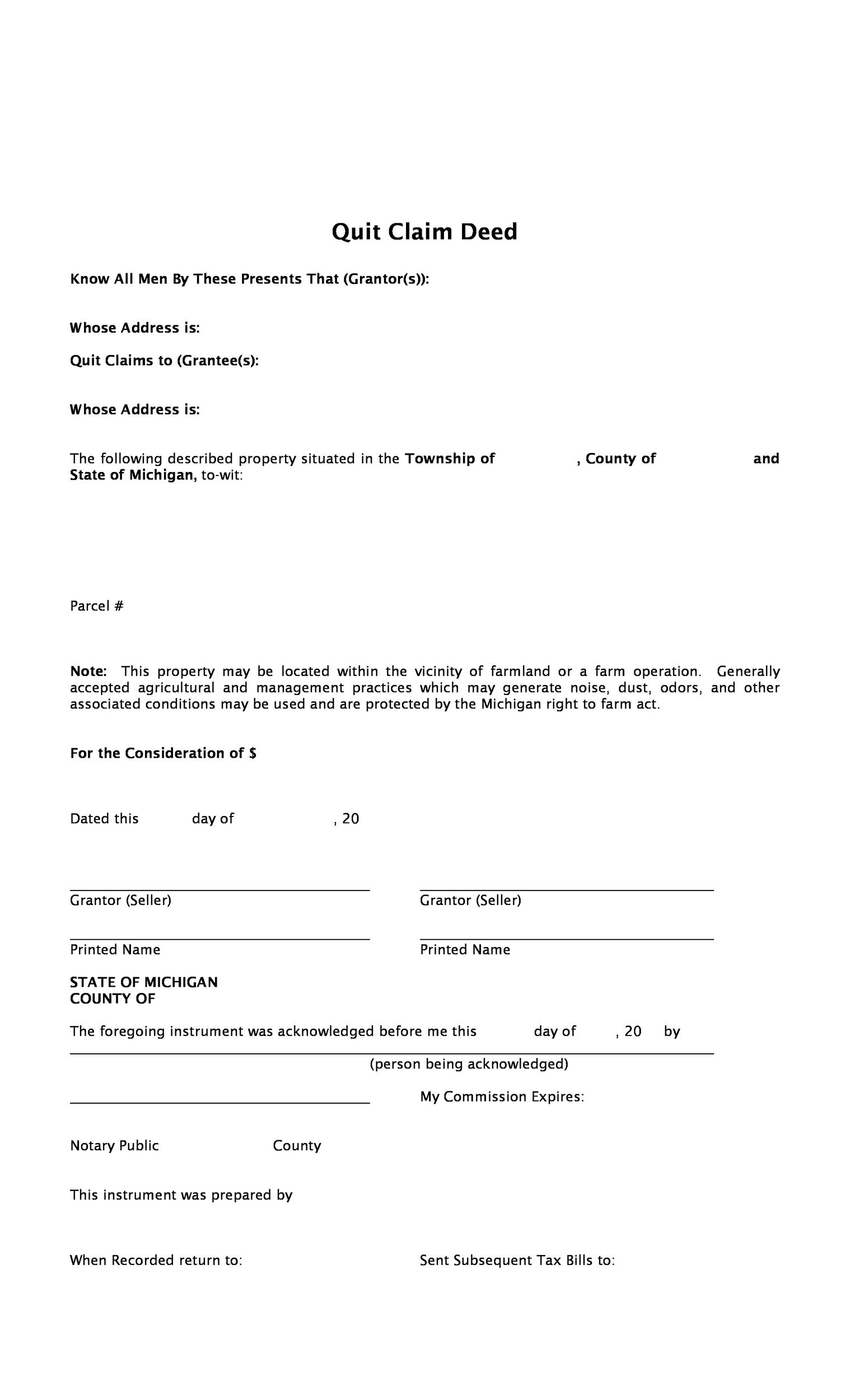 46 Free Quit Claim Deed Forms Templates Template Lab