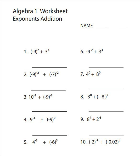 8 College Algebra Worksheet Templates DOC PDF Free 