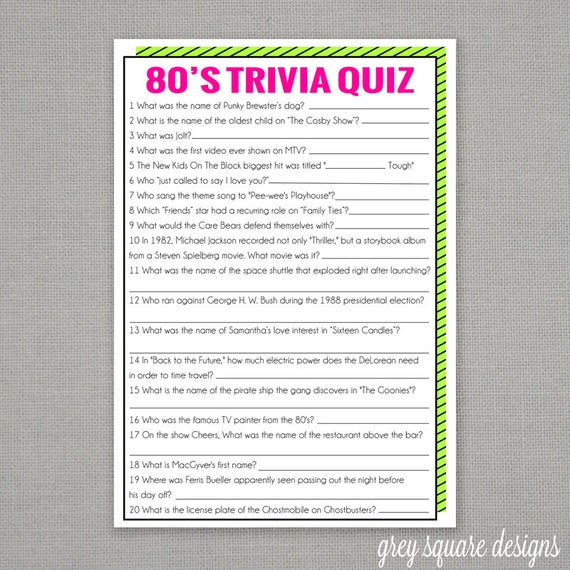 Free Printable 80s Trivia Games FreePrintableTM FreePrintableTM