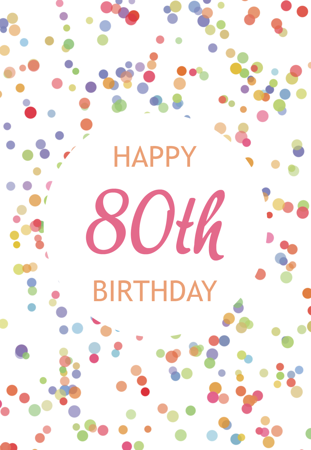 80th Birthday Confetti Free Birthday Card Greetings Island