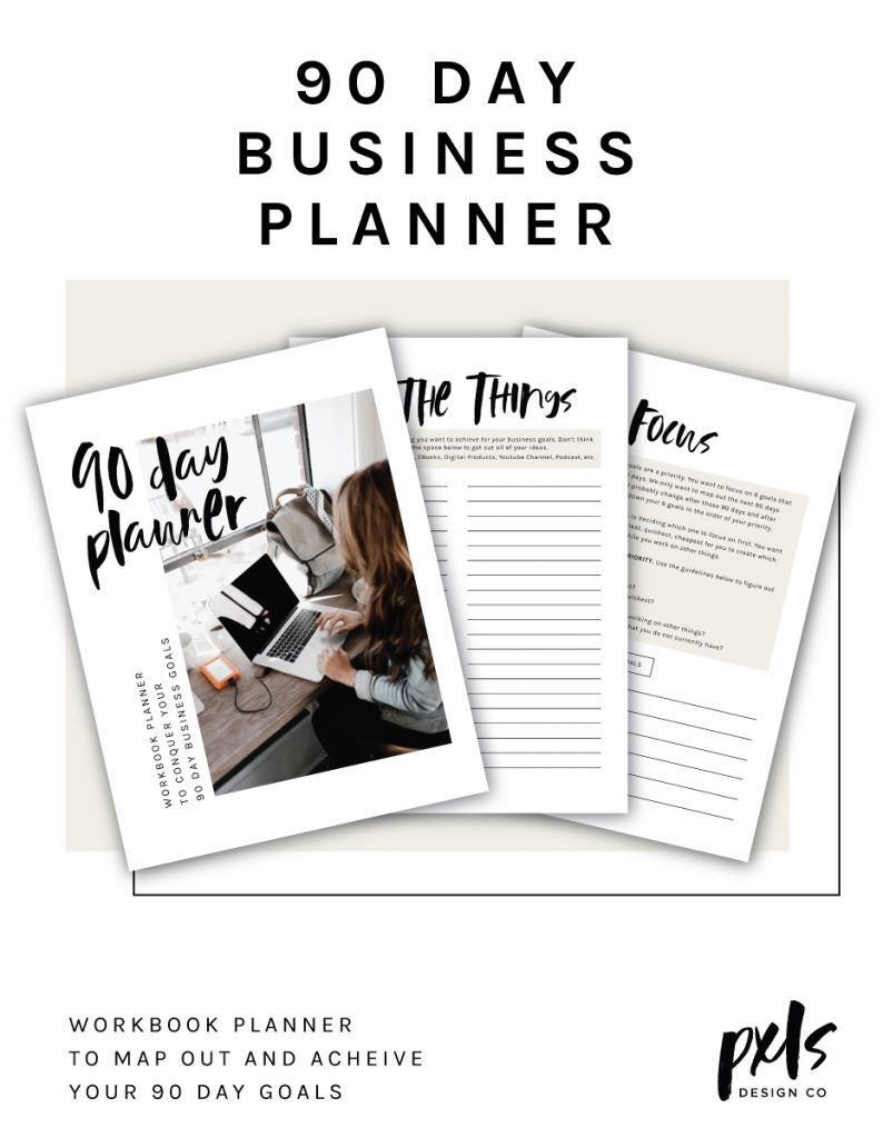 90 Day Planner Free Workbook Download Workbook Design 