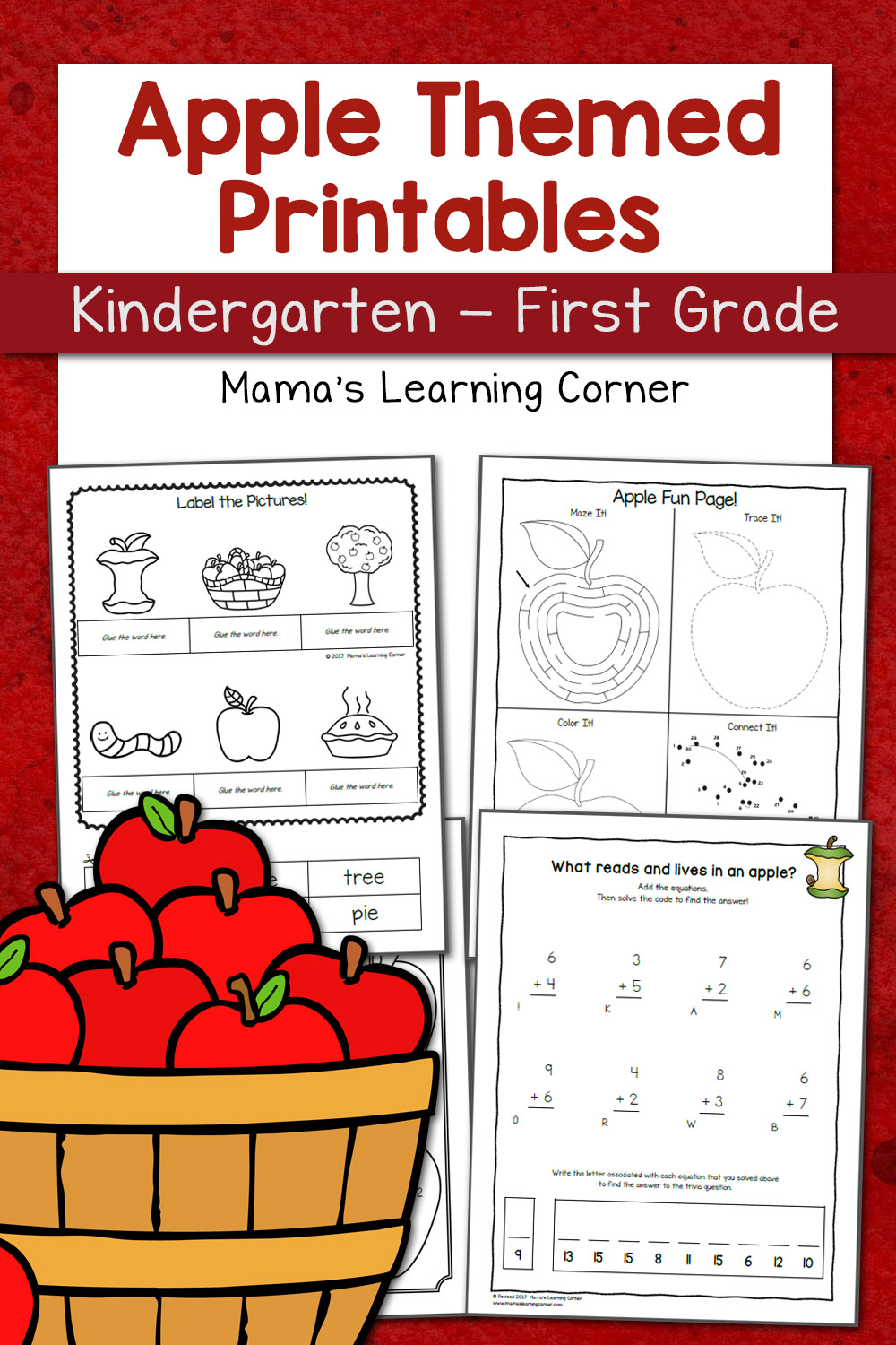 Apple Worksheets For Kindergarten First Grade Mamas 