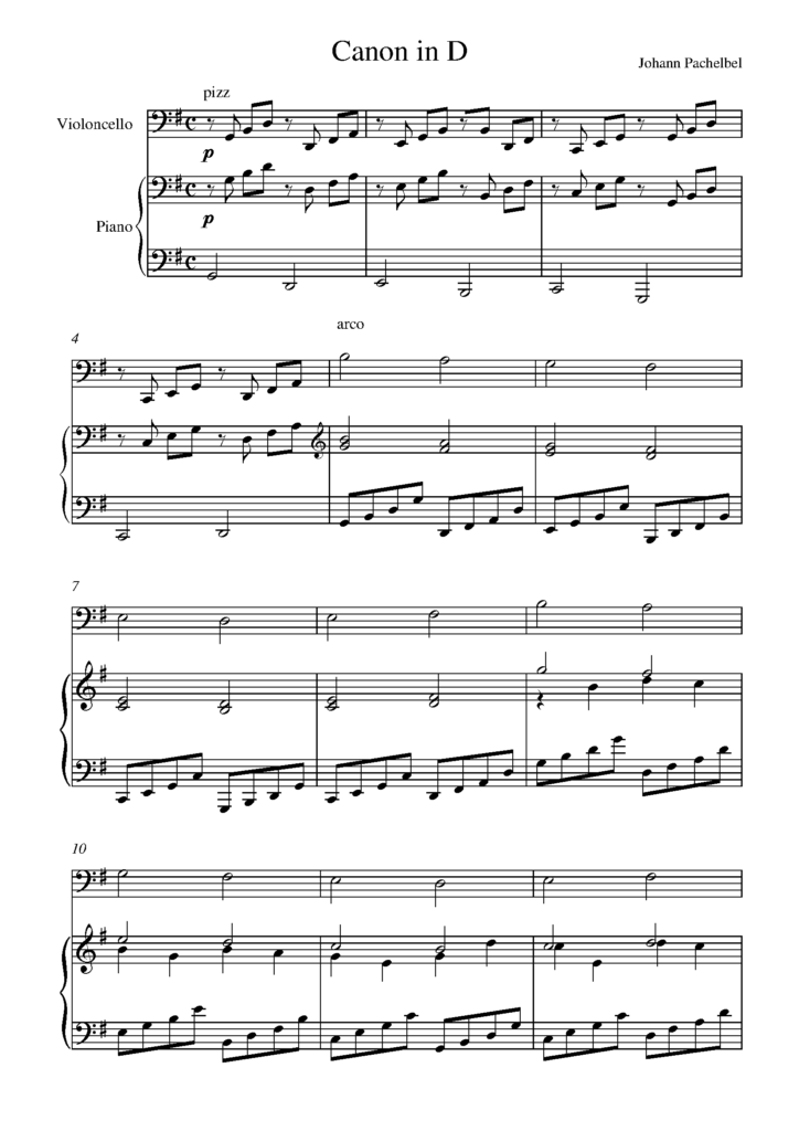 Canon In D Piano Sheet Music Free Printable Free Printable