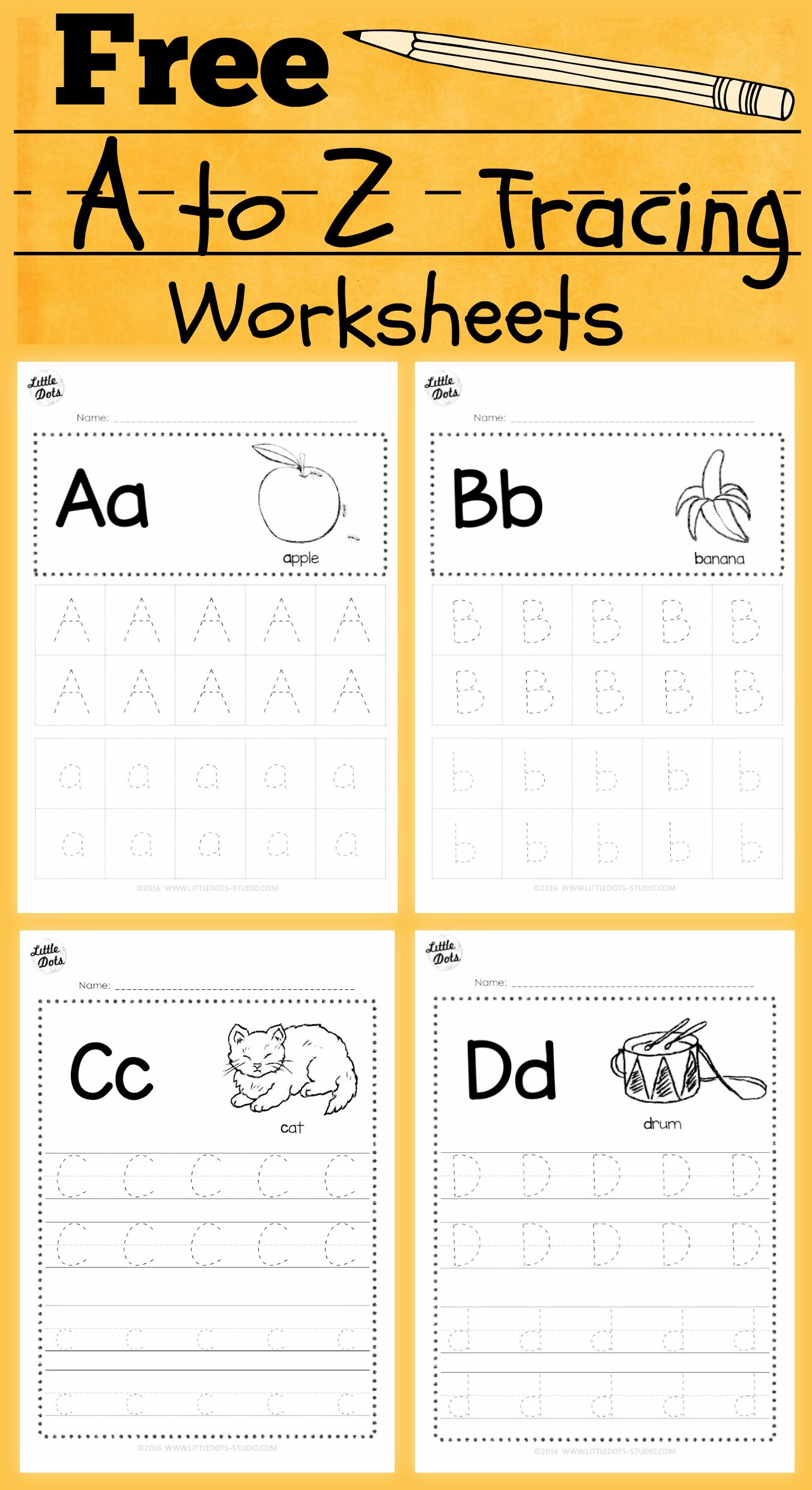 Download Free Alphabet Tracing Worksheets For Letter A To 