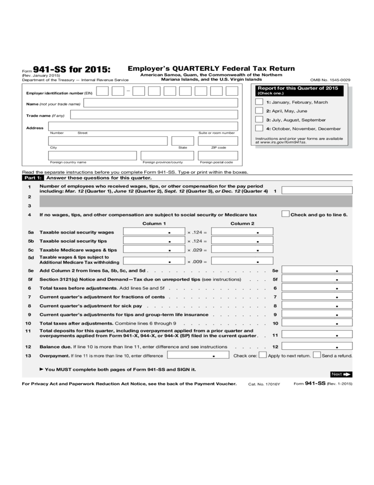 Free Printable 941 Form