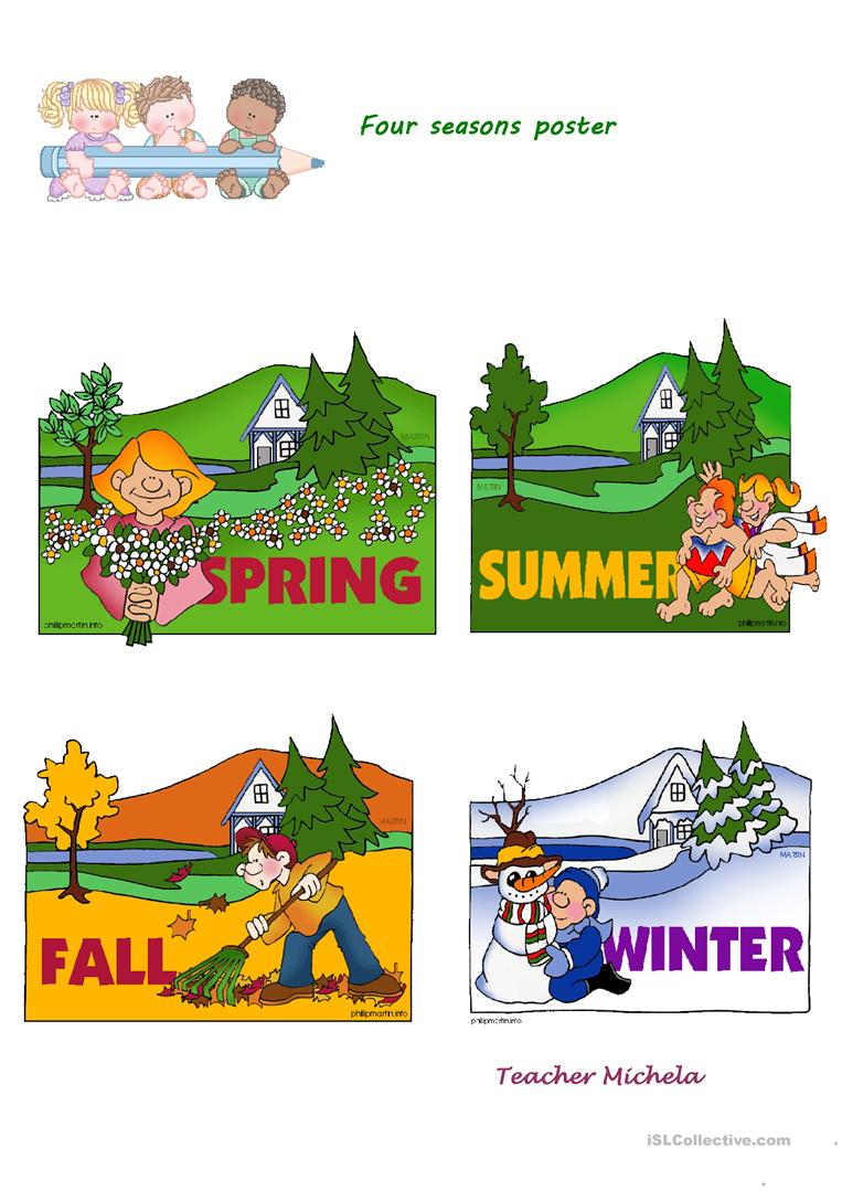 Four Seasons Poster Worksheet Free ESL Printable 