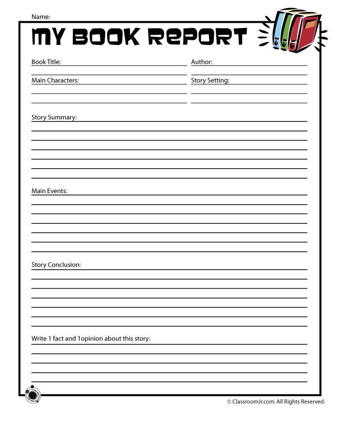 FREE Book Report Forms Book Report Templates Summary 