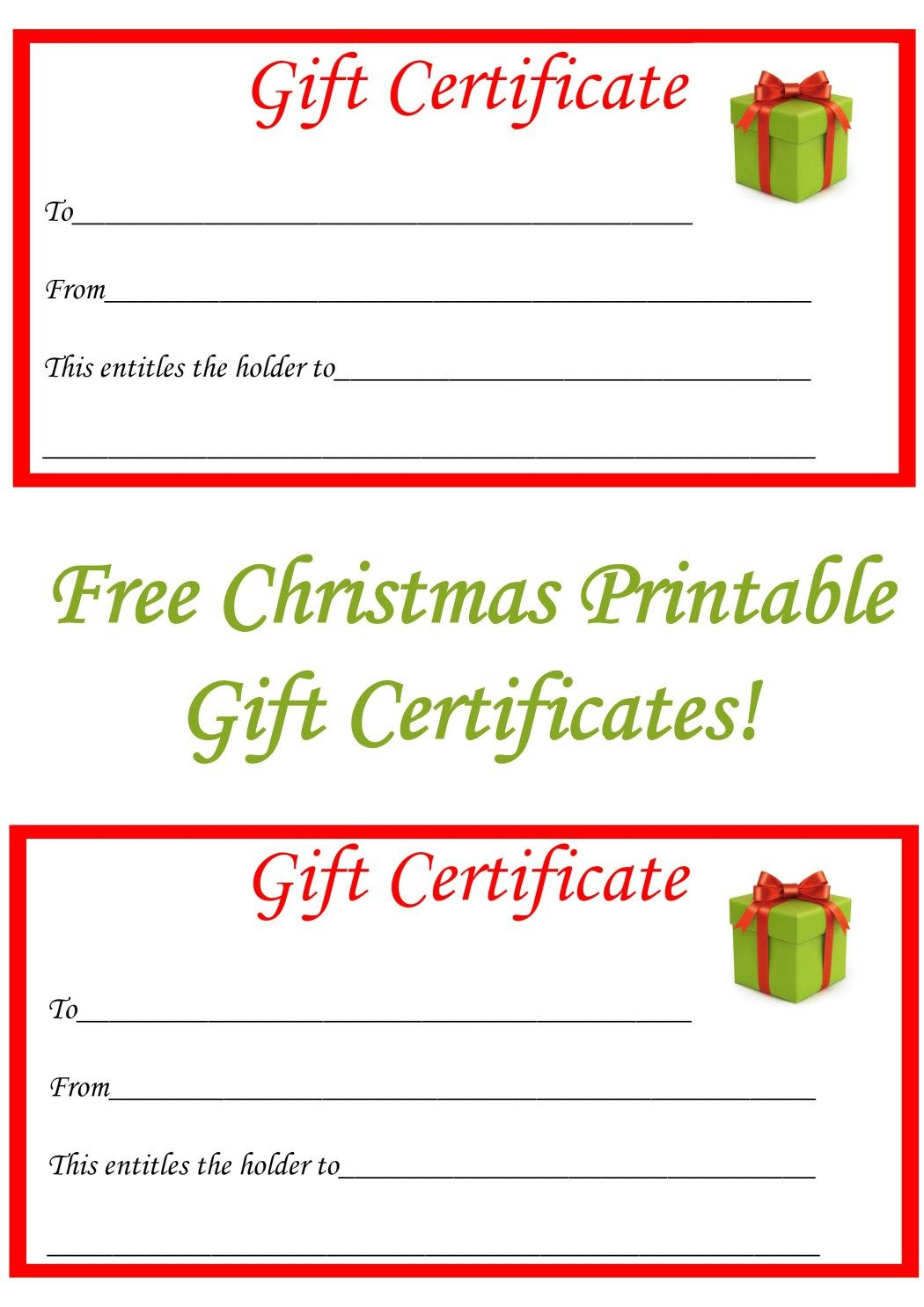 Free Christmas Printable Gift Certificates Christmas 