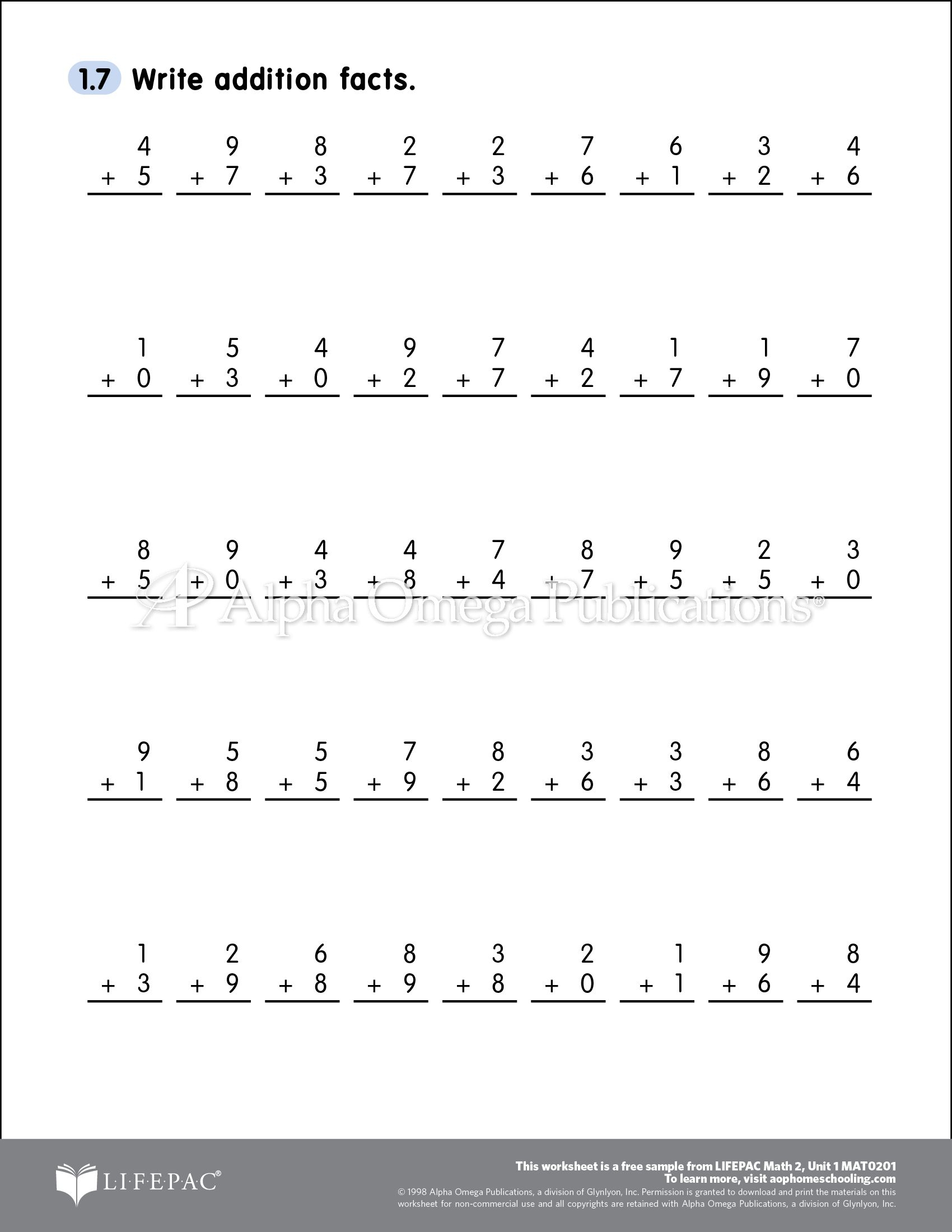 Free Downloadable Printable Worksheet Sample Page For 