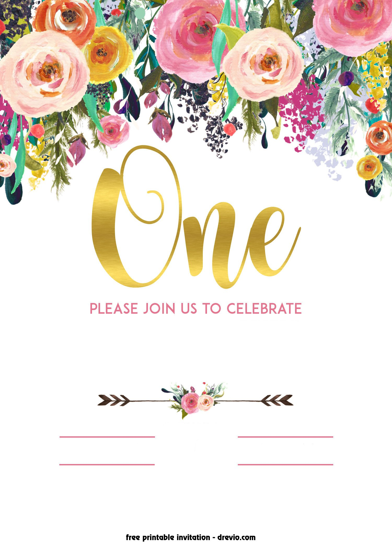 FREE Printable 1st Birthday Invitation Vintage Style 