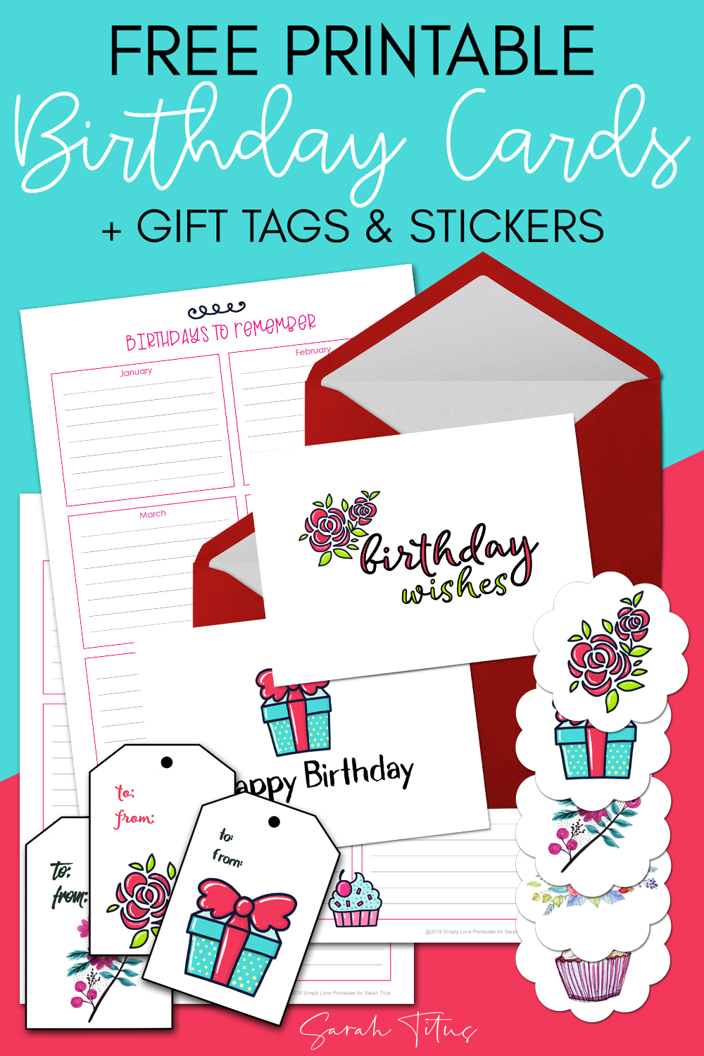 Free Printable Birthday Cards Gift Tags Stickers 