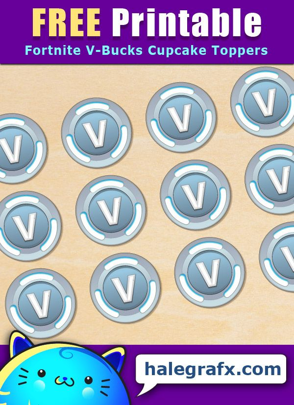 Free Printable Fortnite V Bucks Cupcake Toppers Free 