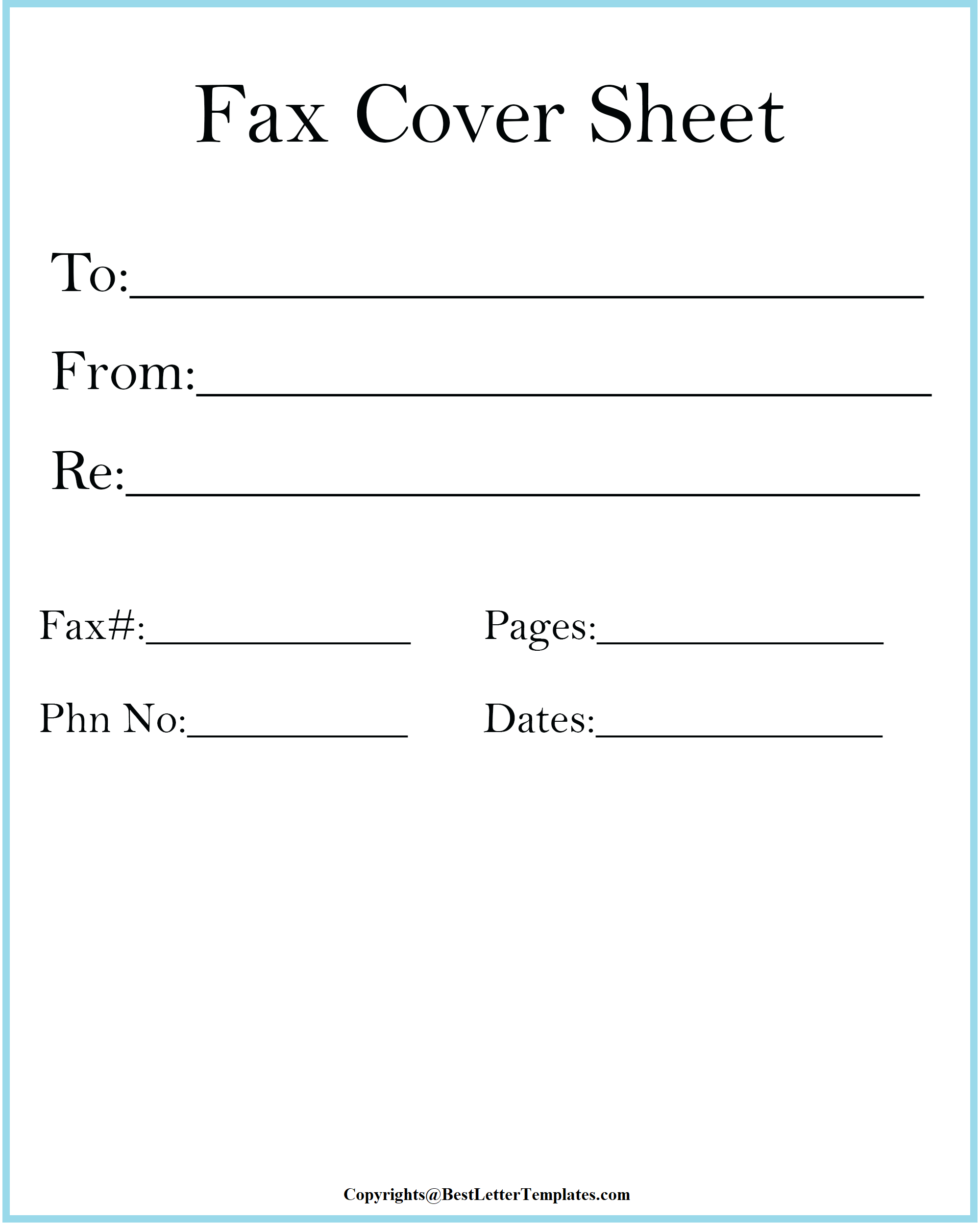 Free Printable Generic Fax Cover Sheet Template PDF 