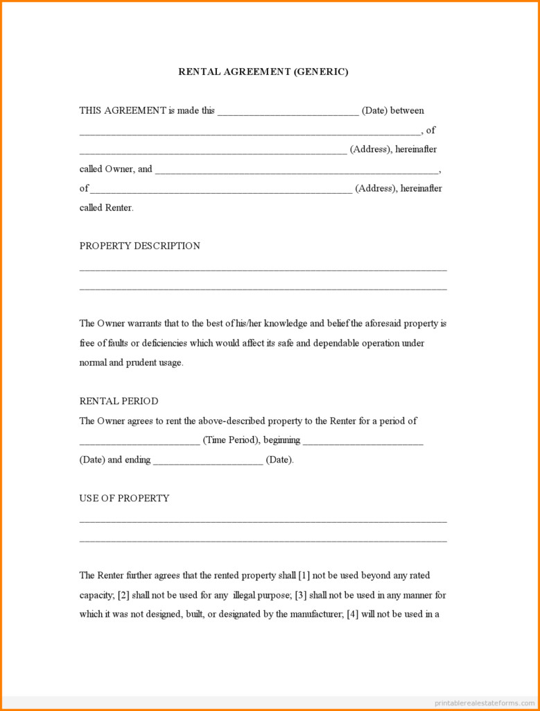 Free Printable Lease Agreement Form Template Business