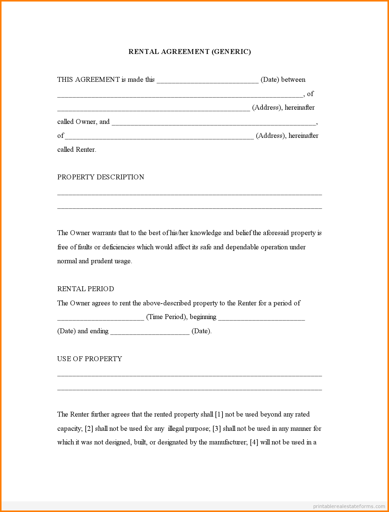 Free Printable Lease Agreement Form Template Business 