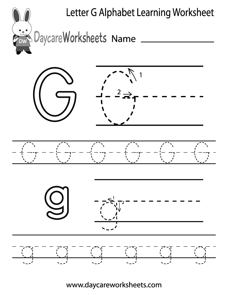 Free Printable Letter G Alphabet Learning Worksheet For