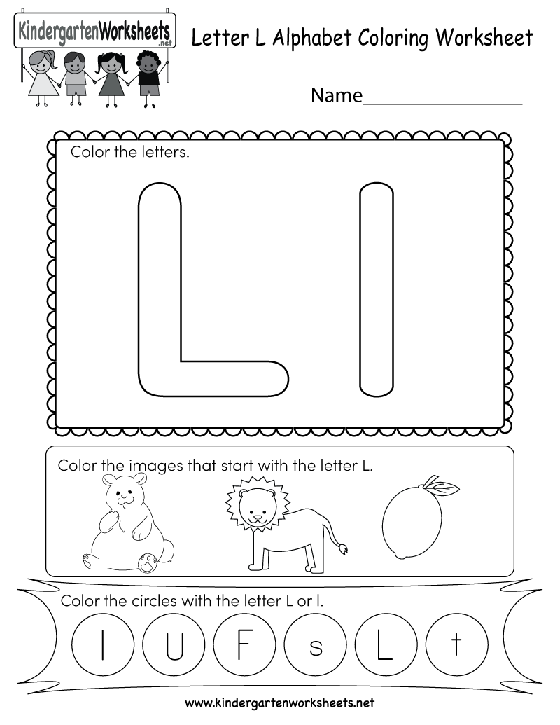 Free Printable Letter L Coloring Worksheet For Kindergarten