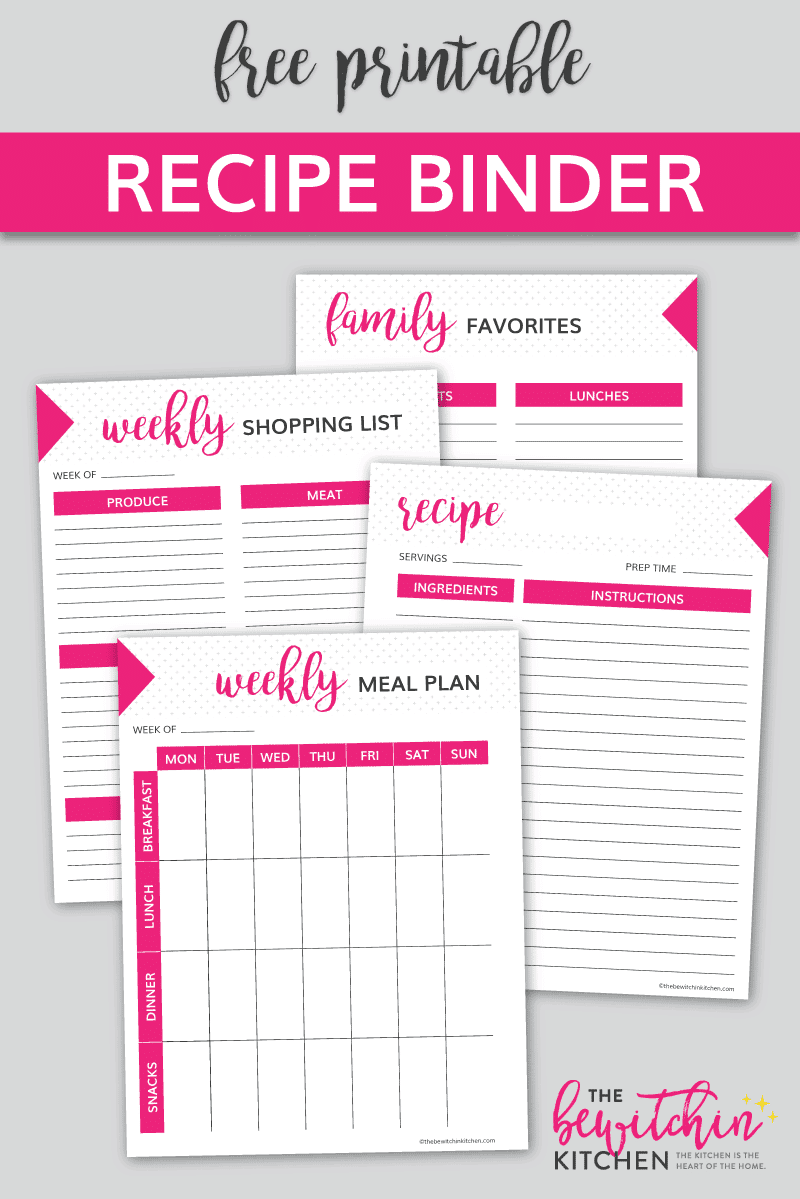 Free Recipe Binder Printable Download The Bewitchin Kitchen