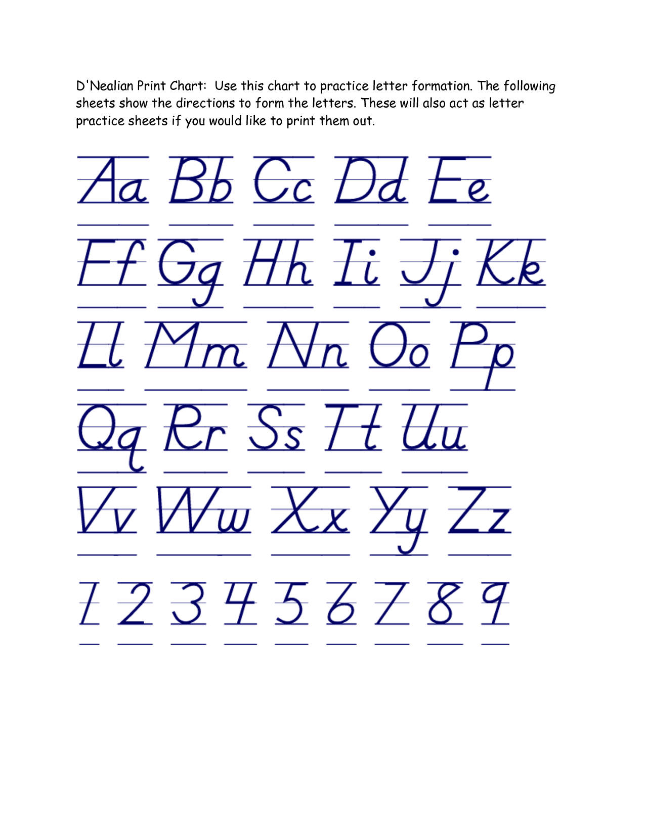 Handwriting Practice Worksheets D nealian Handwriting