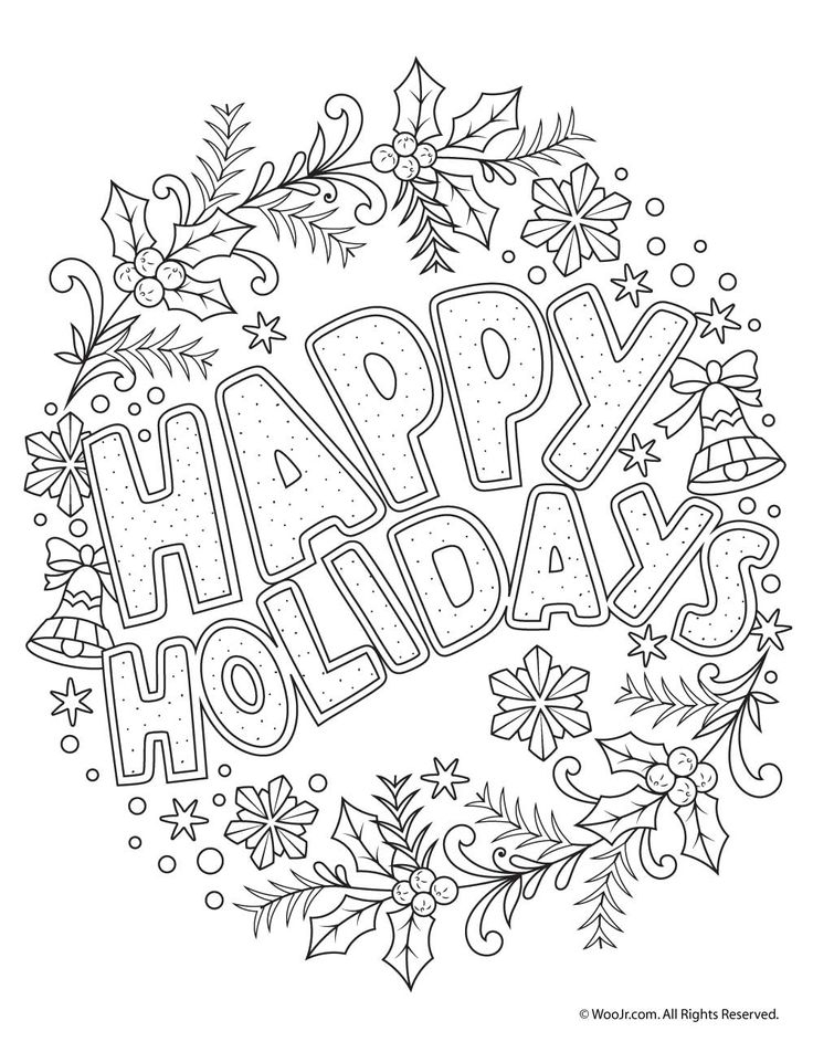 Happy Holidays Adult Coloring Freebie Woo Jr Kids