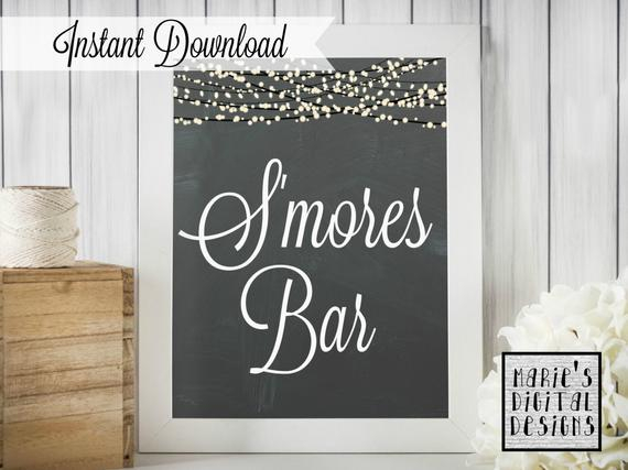 INSTANT DOWNLOAD Printable Chalkboard S mores Bar Sign