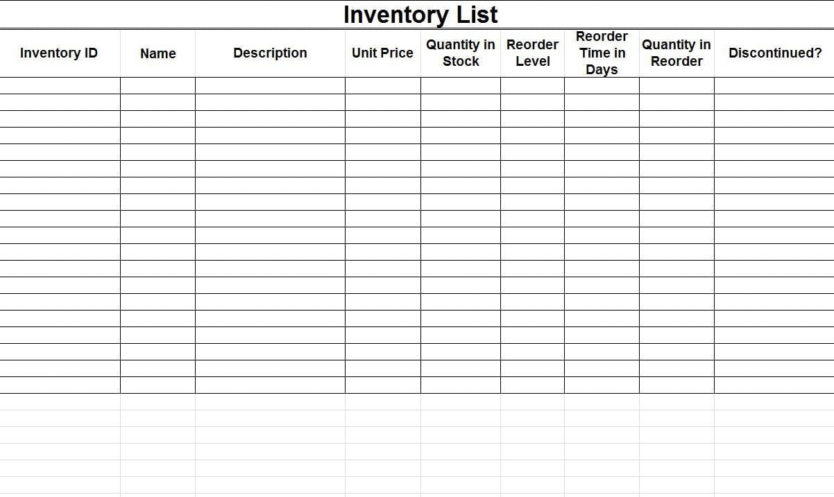 Inventory Spreadsheet Templates Excelxo