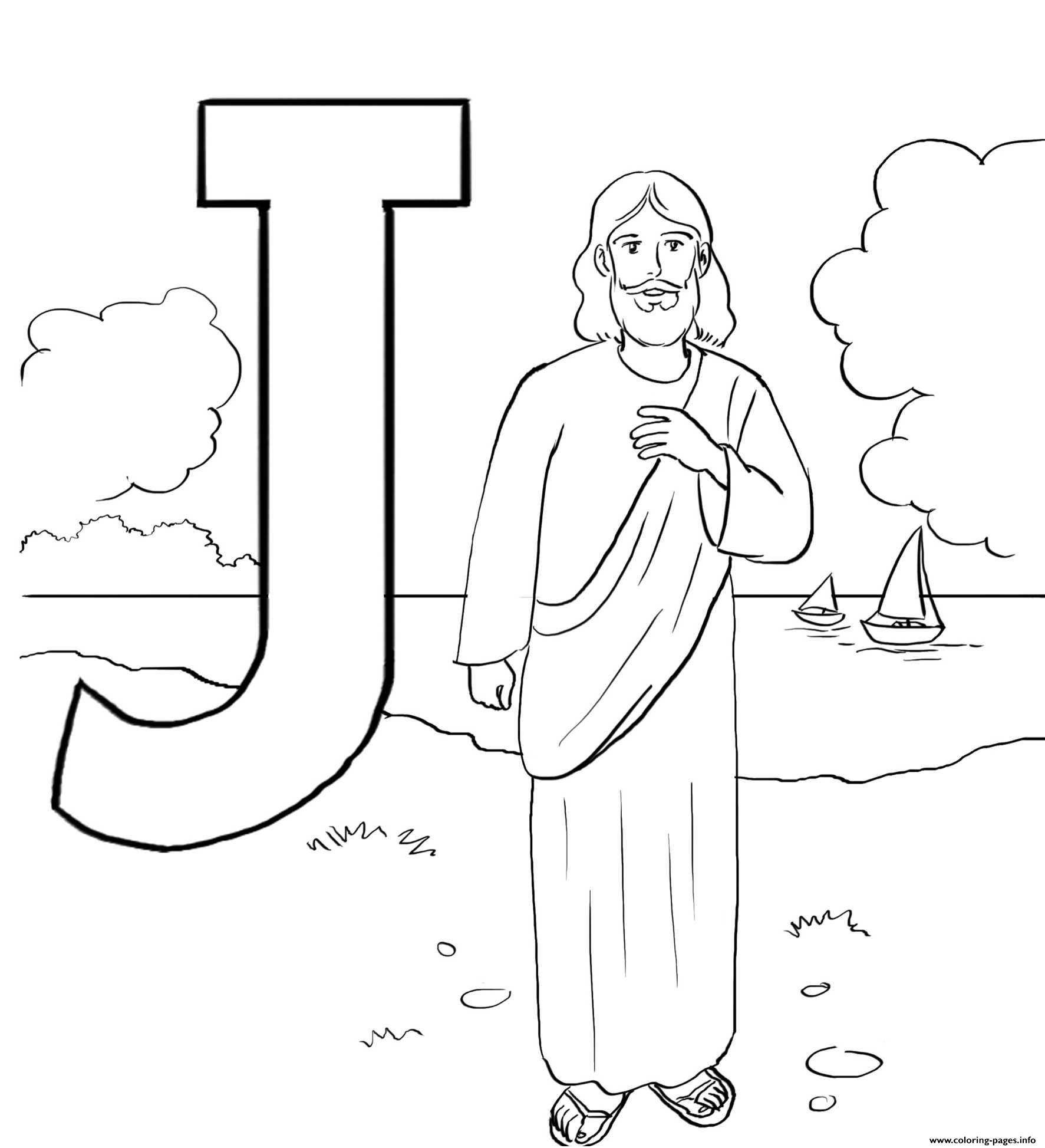 Jesus Christ Letter J Alphabet Coloring Pages Printable