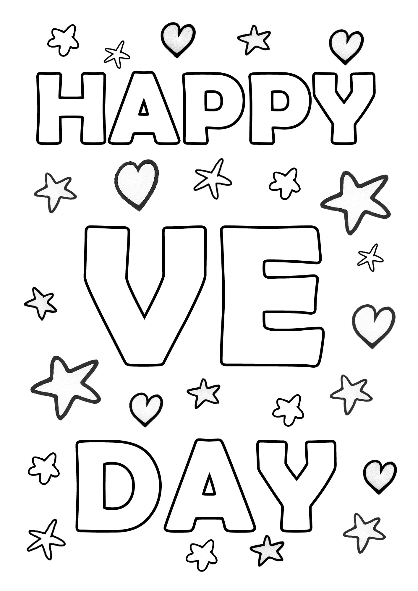 Kids Colouring Happy VE Day Rooftop Post Printables