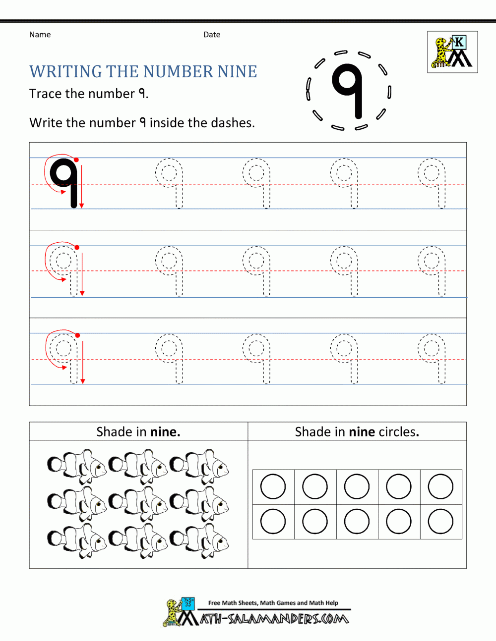 Kindergarten Printable Worksheets Writing Numbers To 10