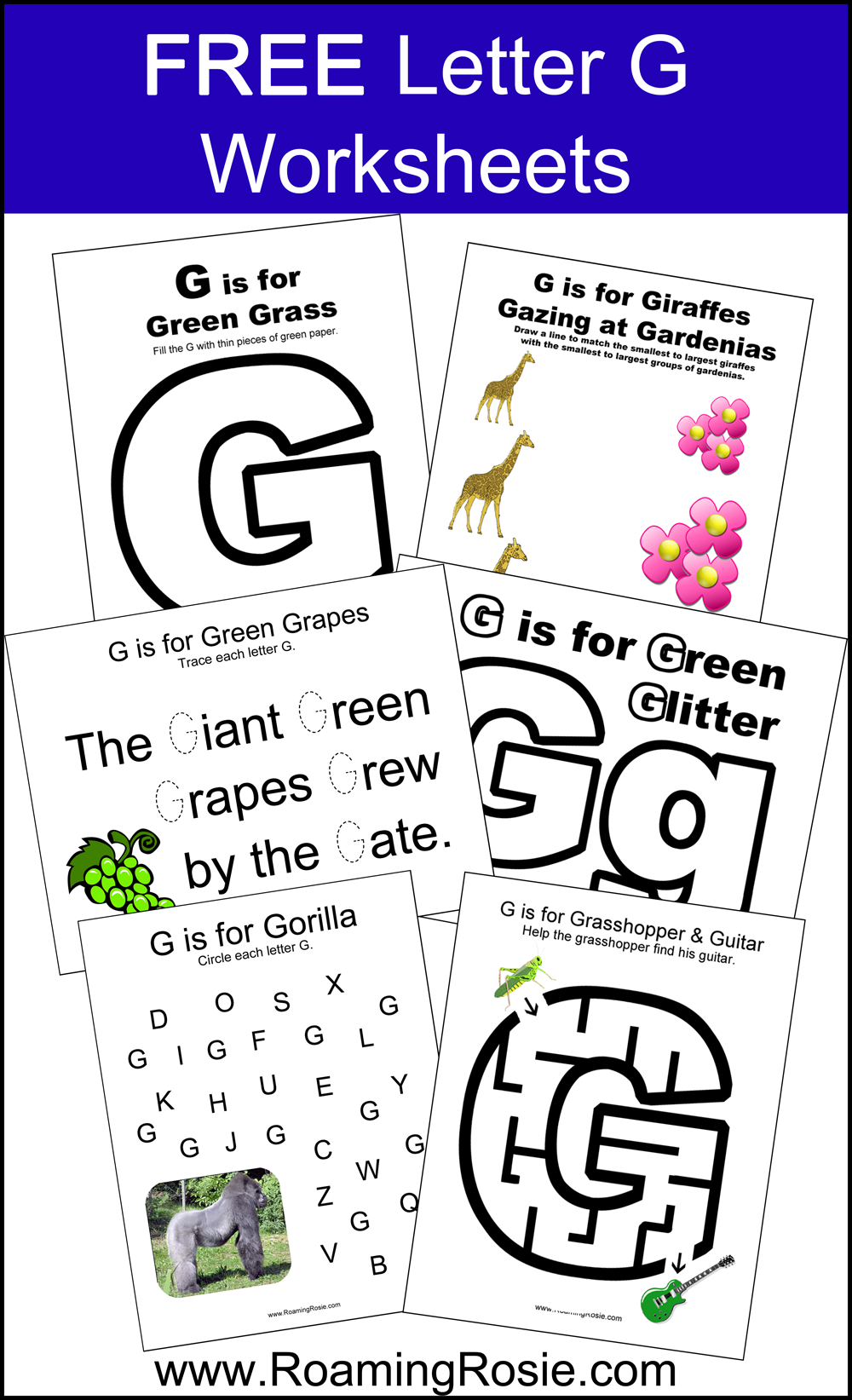 Letter G Free Alphabet Worksheets For Kids Roaming Rosie