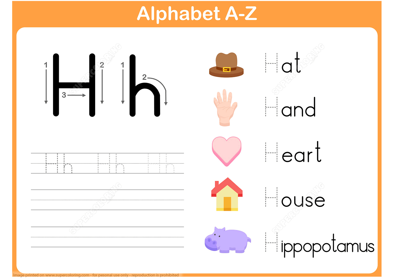 Letter H Tracing Worksheet Free Printable Puzzle Games