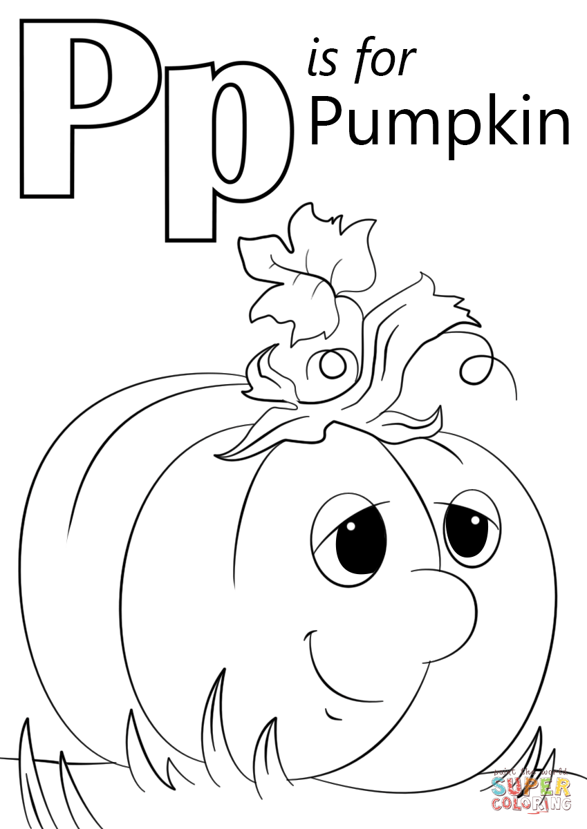 Letter P Is For Pumpkin Coloring Page Free Printable 