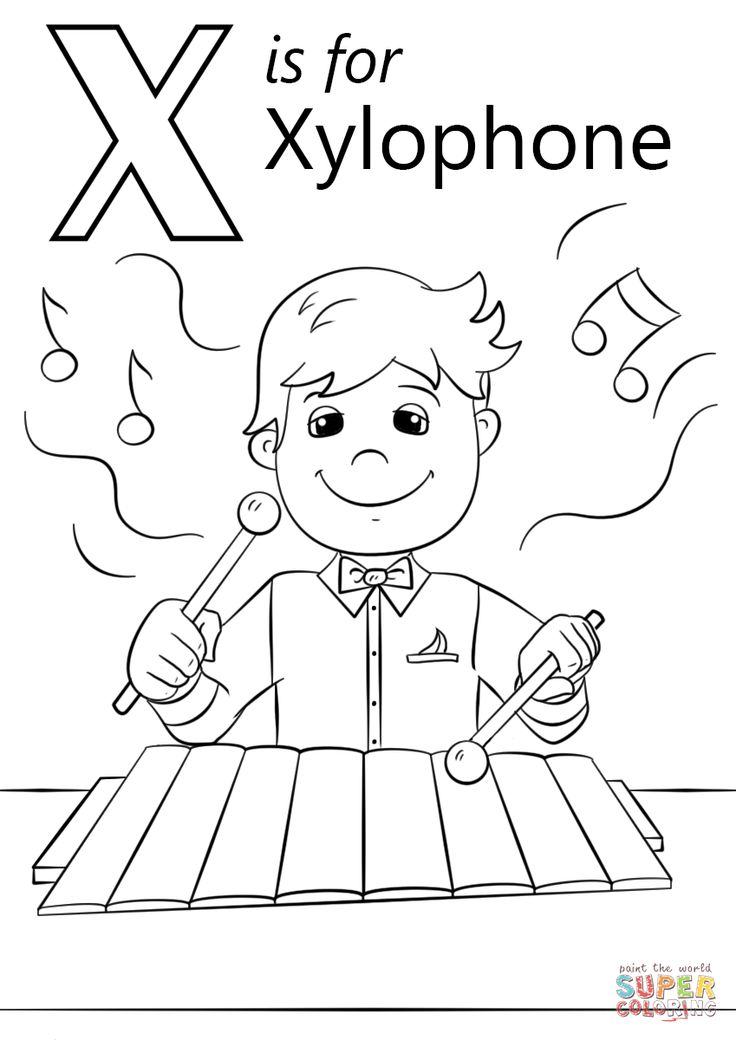 Letter X Is For Xylophone Coloring Page From Letter X 