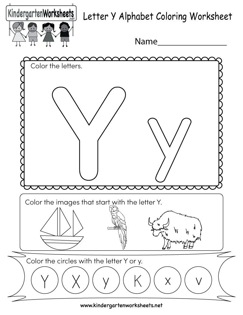 Letter Y Coloring Worksheet Free Kindergarten English 