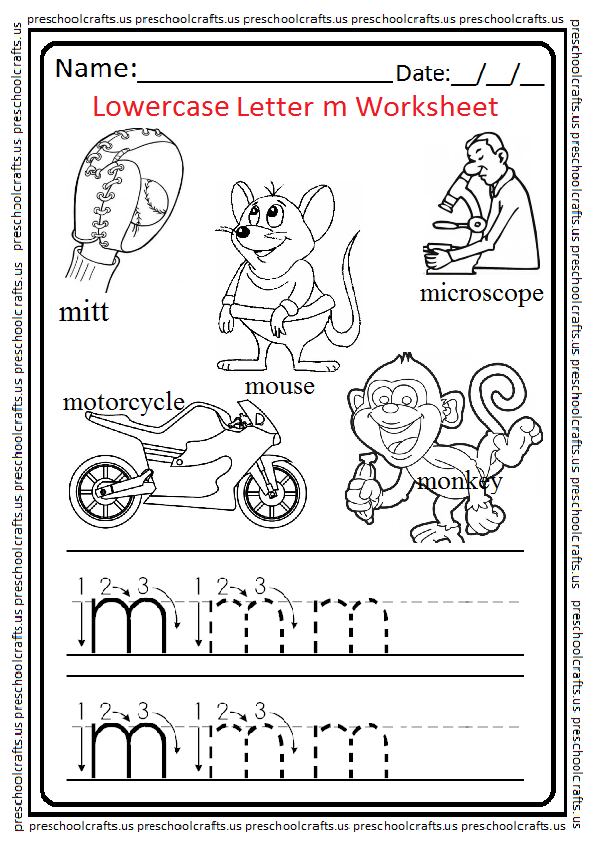 Lowercase Letter M Worksheets Free Printable Preschool 