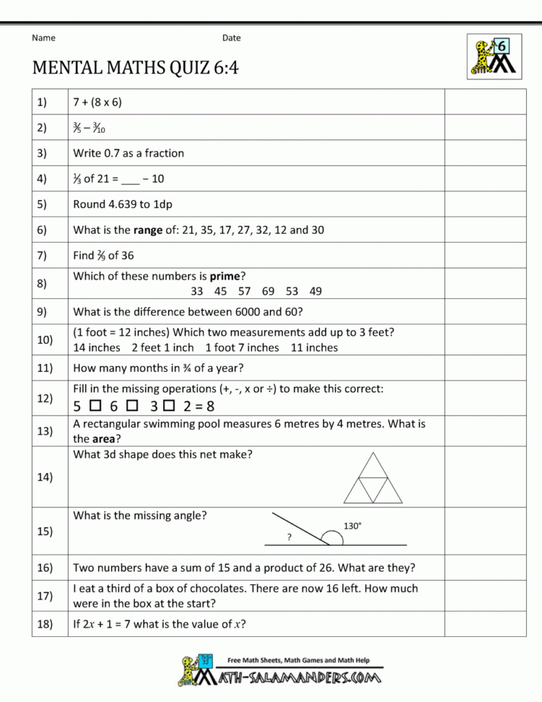  Year 6 Free Printable Worksheets FreePrintableTM 