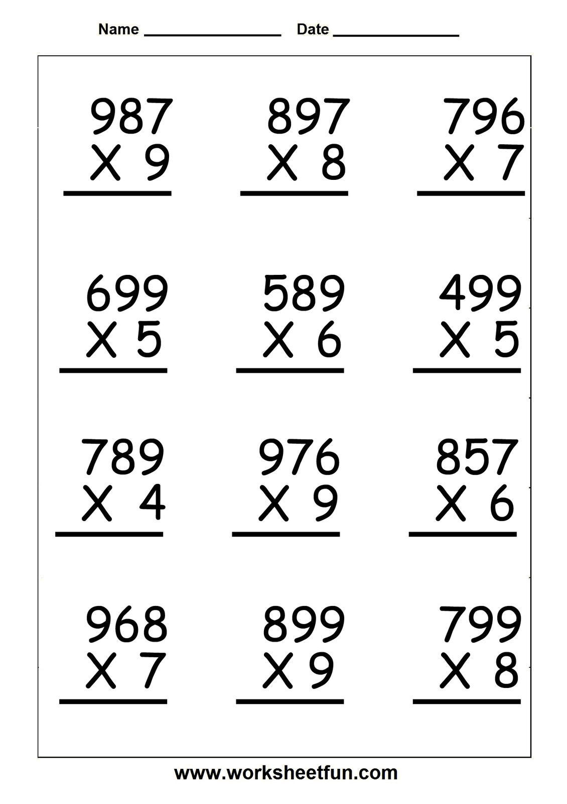 Multiplication Worksheets For 5th Grade Worksheetfun 