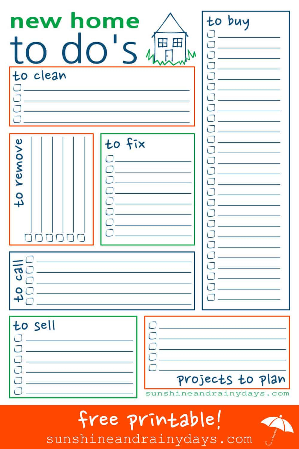 New Home To Do List Free Printable Sunshine And Rainy Days