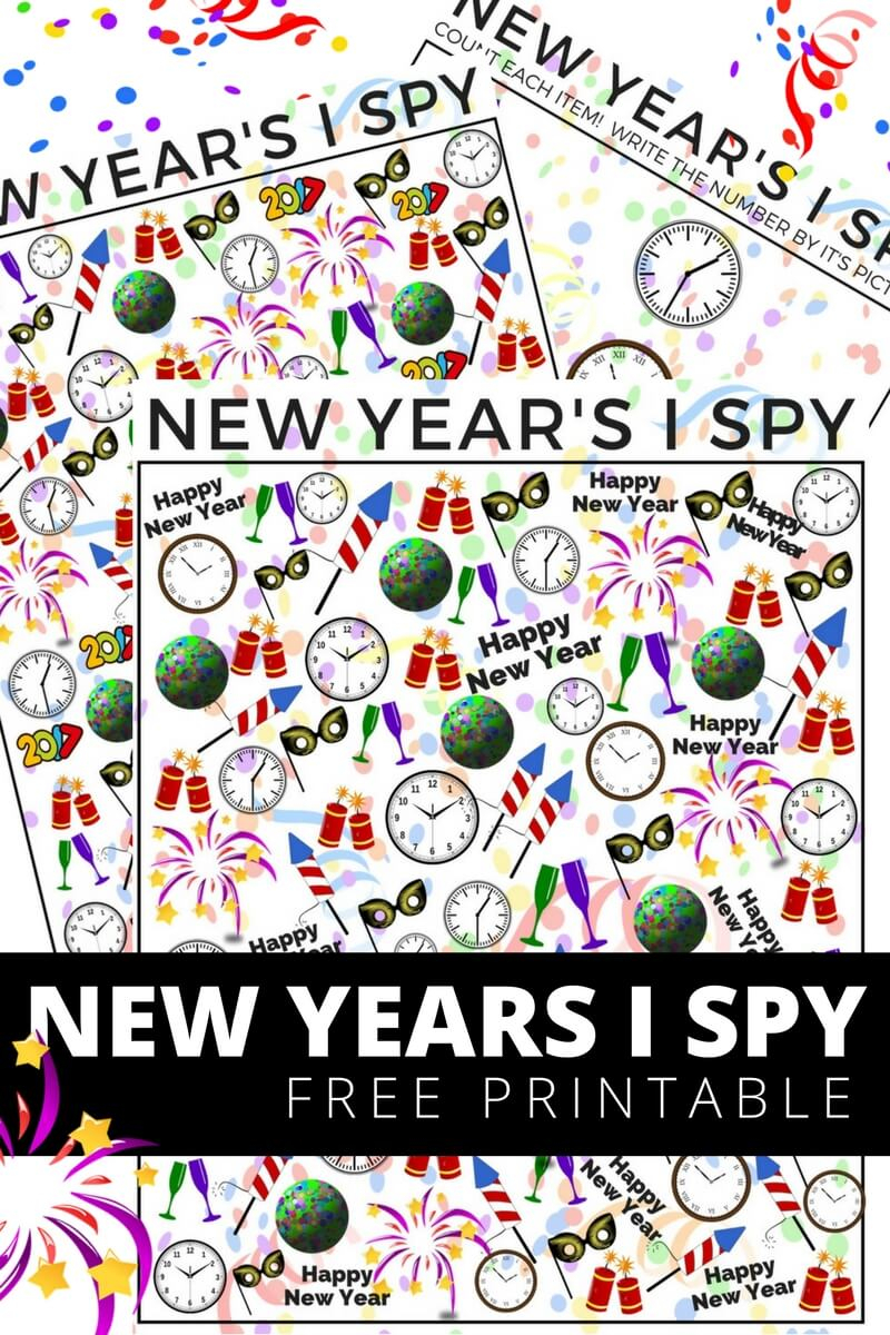 New Years Counting I SPY Activity For Kids FREE Printable 