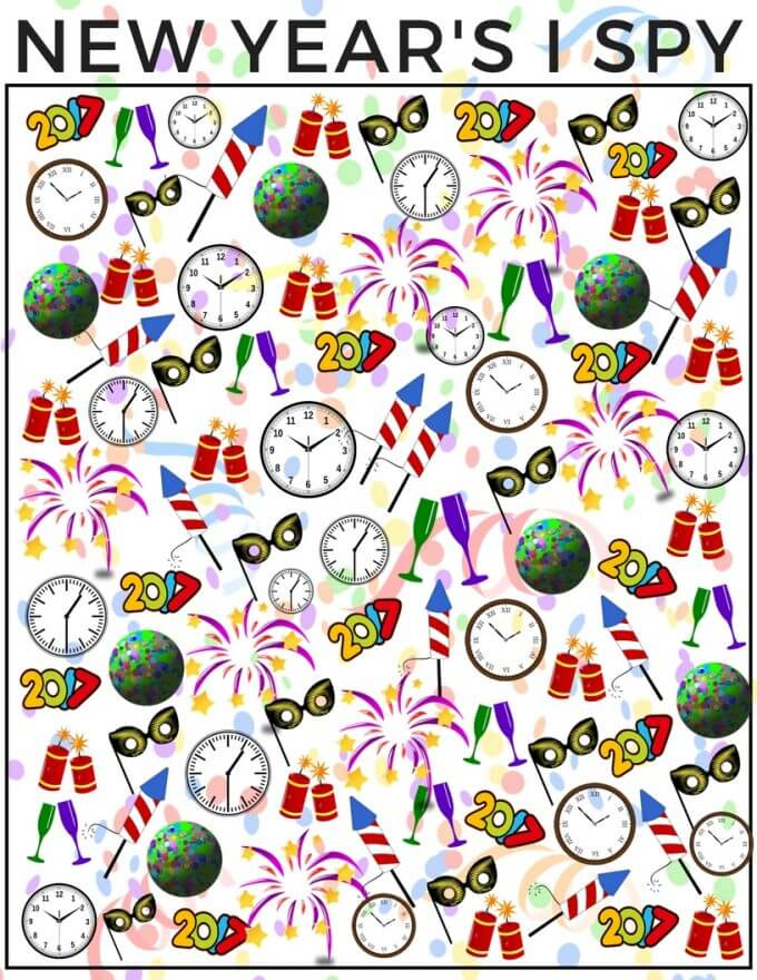 New Years Counting I SPY Activity For Kids FREE Printable 