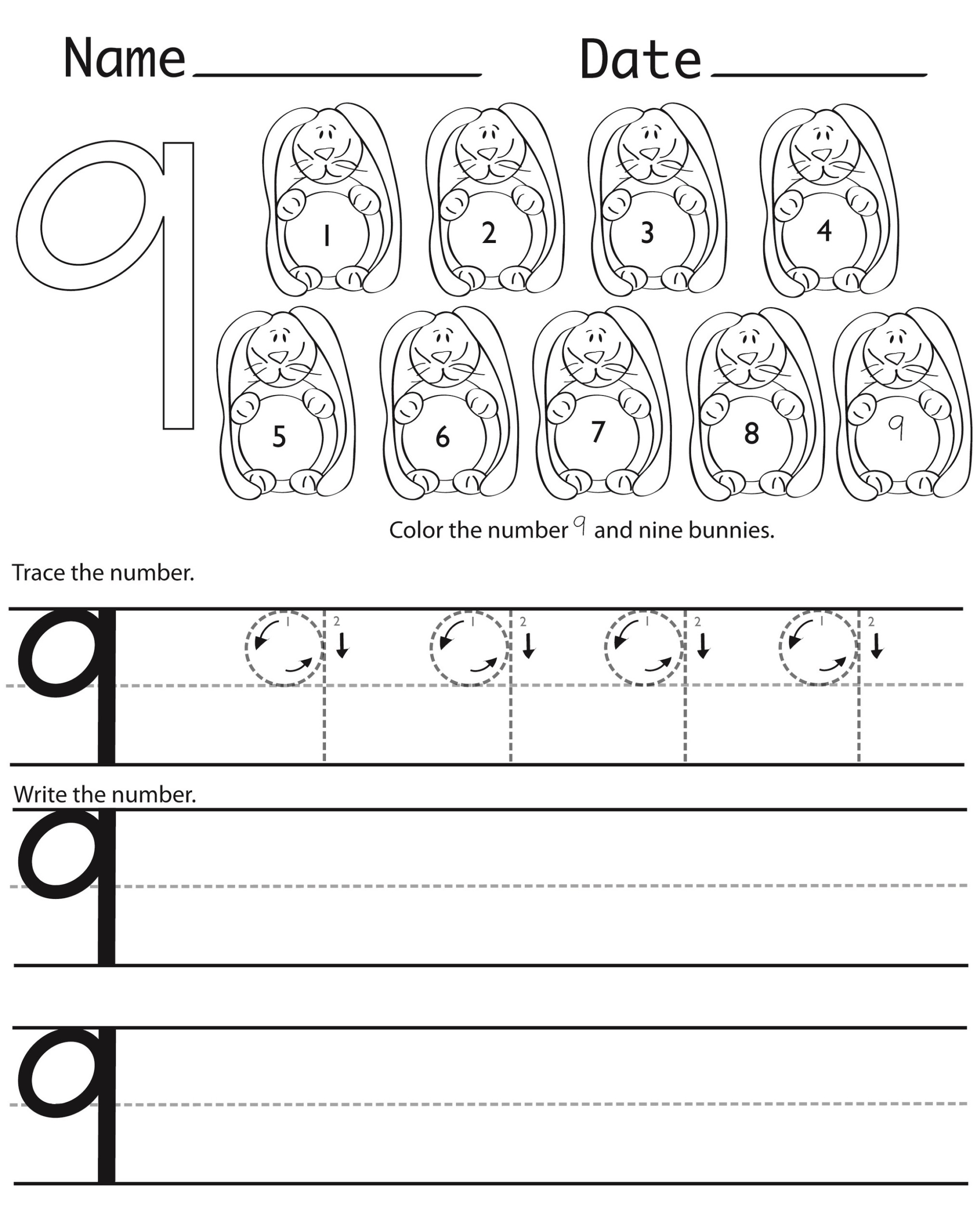 Number 9 Worksheets To Print Activity Shelter