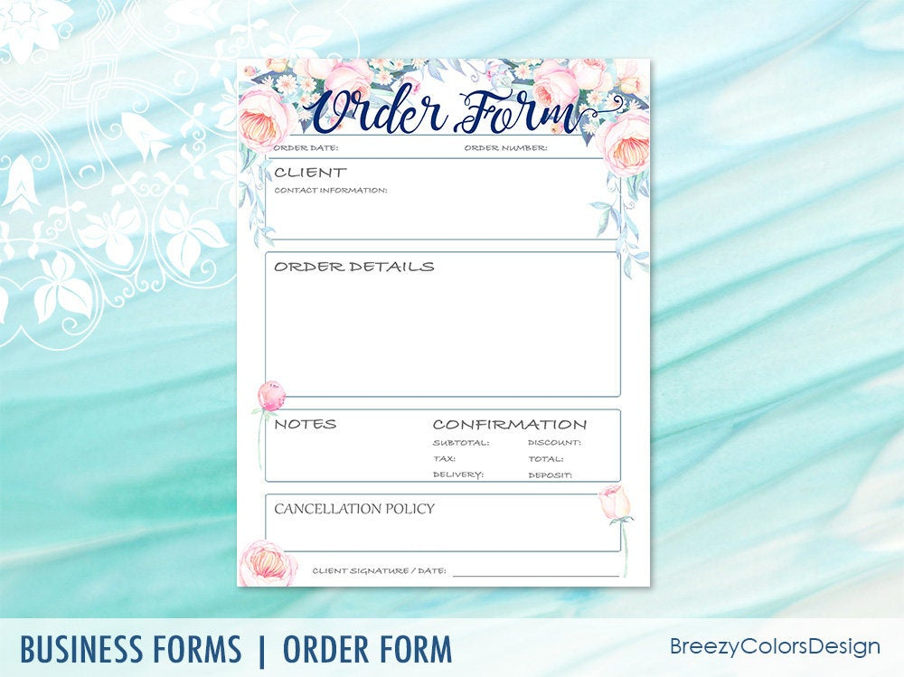 Order Form For Craft Show Flower Template Digital Download 