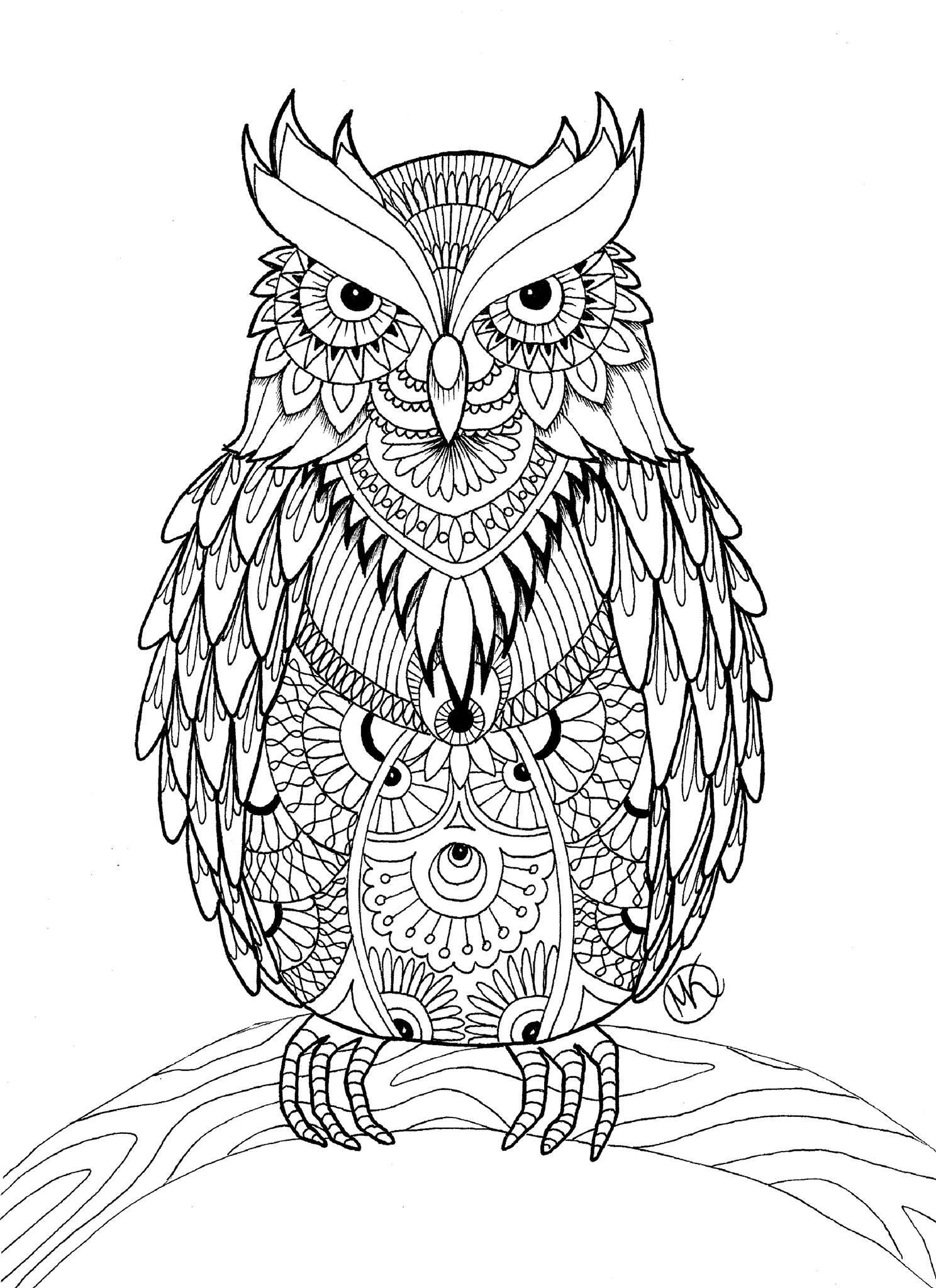 OWL Coloring Pages For Adults Free Detailed Owl Coloring 