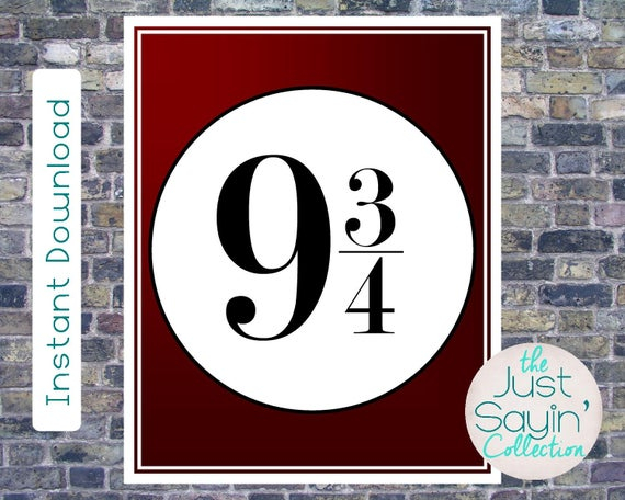 Platform 9 3 4 Printable Sign Harry Potter Platform Nine 