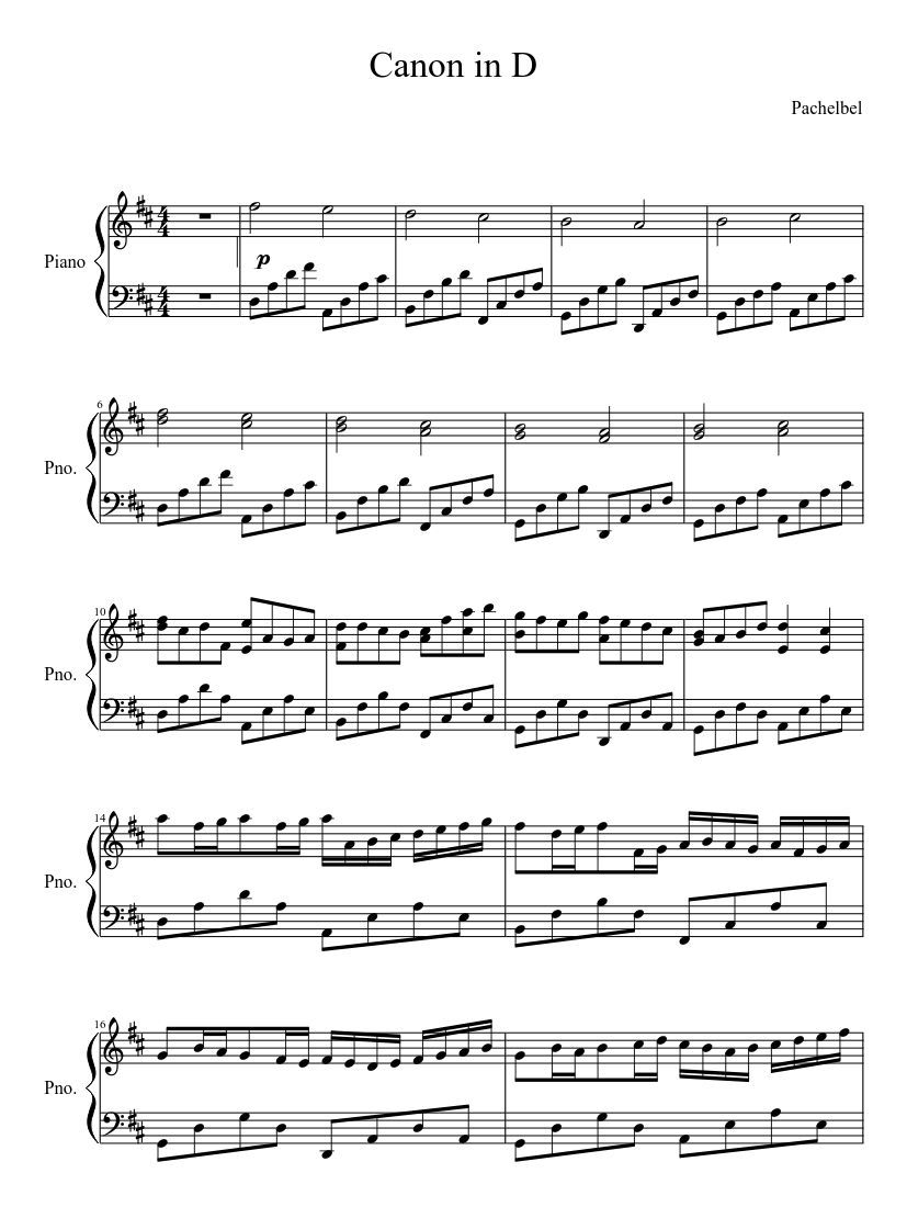 Print And Download In PDF Or MIDI Canon In D Pachelbel 